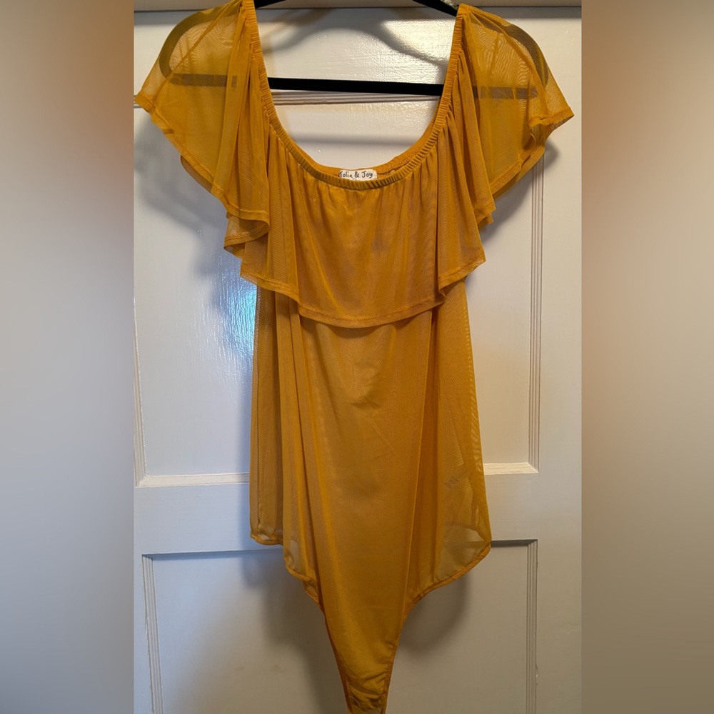 Mustard Yellow Sheer Bodysuit